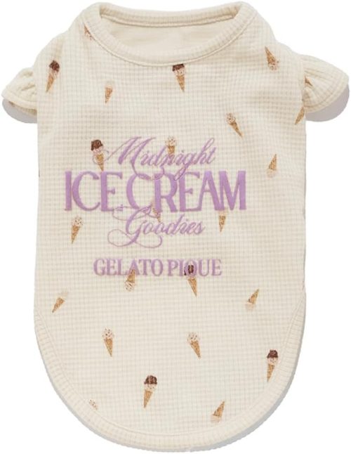 ジェラートピケ(gelato pique) CAT&DOG アイス柄フリルワッフルプルオーバー