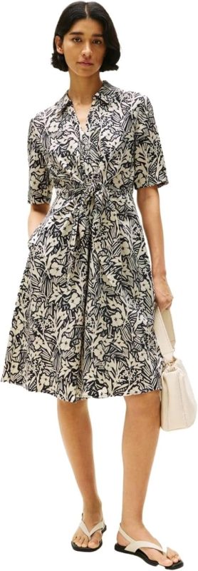 トミーヒルフィガー(TOMMY HILFIGER) リネンビスコースノットショートスリーブワンピース