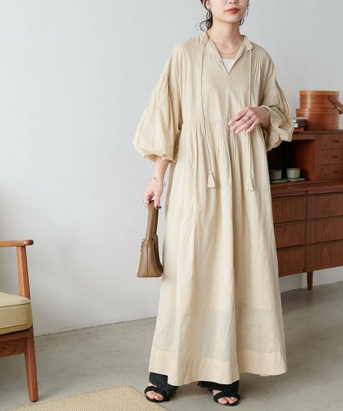 ディスコ―ト(DISCOAT) India 袖バルーン切替ギャザーワンピース
