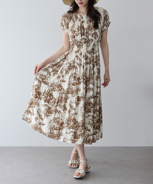 ブルーイースト(BLUEEAST) アソート柄2WAYオフショルワンピース