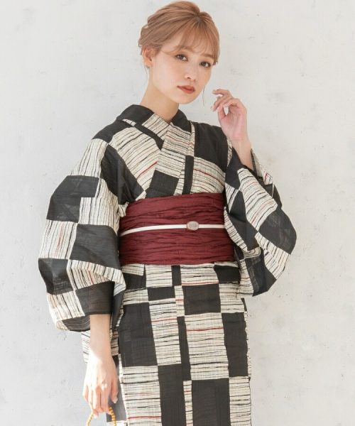 ゆかた館グレース こだわり浴衣5点セット 綿麻 先染め