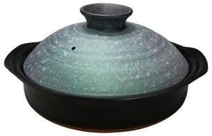 スズ木 有田焼×萬古焼 サビ絞り ラスター緑 8号セラミック加工IH土鍋