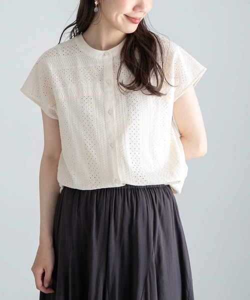 アーバンリサーチサニーレーベル(URBAN RESEARCH Sonny Label) バンドカラーコットンレースシャツ