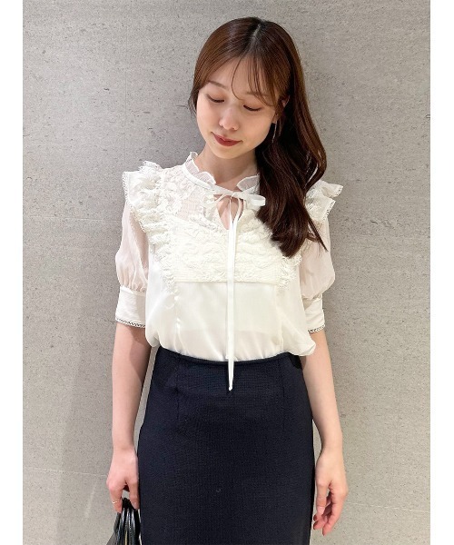スナイデル(Snaidel) 楊柳シフォンレースブラウス