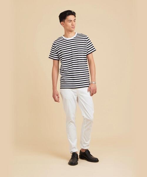 アニエスベー(agnes b) メンズ コットン 細ボーダー 半袖Tシャツ Coulos