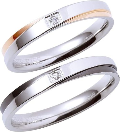 ザ・キッス(THE KISS) サージカルステンレス ペア リング TR1017PIDM-BKDM