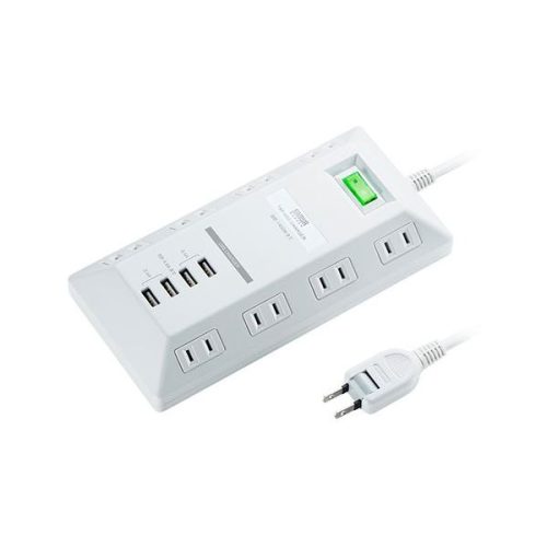 サンワサプライ(SANWA SUPPLY) USB充電機能付き平型タップ ホワイト TAP-B109U-3WN