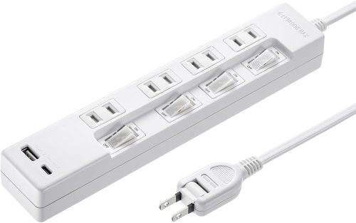 サンワサプライ(SANWA SUPPLY) USB充電機能付きタップ Type-C搭載 TAP-B102UC-2W