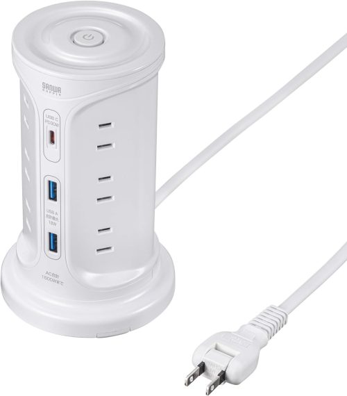 サンワサプライ(SANWA SUPPLY) USB充電機能付きタワー型タップ TAP-B112C1A2