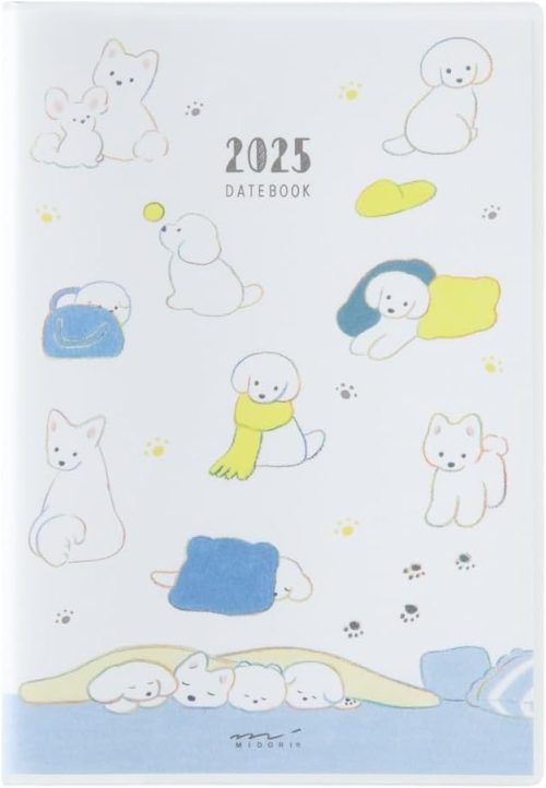 デザインフィル ミドリ ポケットダイアリー マンスリーブロック&ウィークリーレフト イヌ柄 手帳 2025年版 B6 22308006