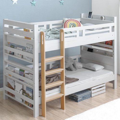 タンスのゲン リバーシブル本棚付 二段ベッド 02000002