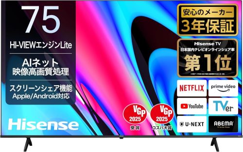 ハイセンス(HISENSE) 75V型 テレビ 4K液晶 75E60N