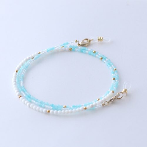 アートコーラル 白珊瑚とアマゾナイトのメガネチェーン