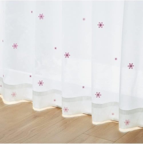 ニッセン 遮像レースカーテン フラワー刺繍