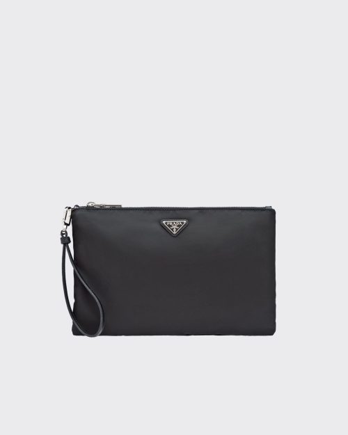 プラダ(PRADA) Re-Nylon xサフィアーノレザー ポーチ