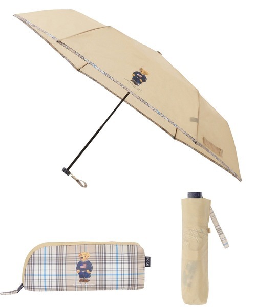 ポロラルフローレン(Polo Ralph Lauren) 折りたたみ傘 ポロベア×チェックパイピング