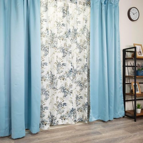 カーテンのお店ラッシュ 遮光性無地柄カーテンとプリント柄レースカーテン4枚セット