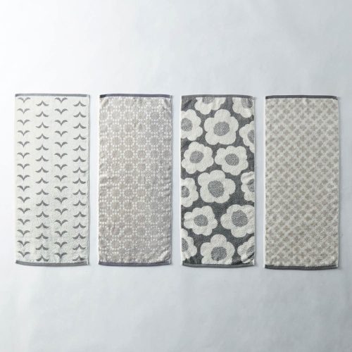 ベルメゾン(BELLE MAISON) 揃えて可愛いシンプル北欧調デザインのフェイスタオル4枚セット