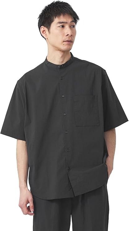 ユナイテッドアローズ グリーンレーベルリラクシング(UNITED ARROWS green label relaxing) WONDER CLOTH バンドカラー 半袖 シャツ