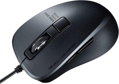 サンワサプライ(SANWA SUPPLY) 静音有線ブルーLEDマウス（5ボタン・ブラック） MA-BL156