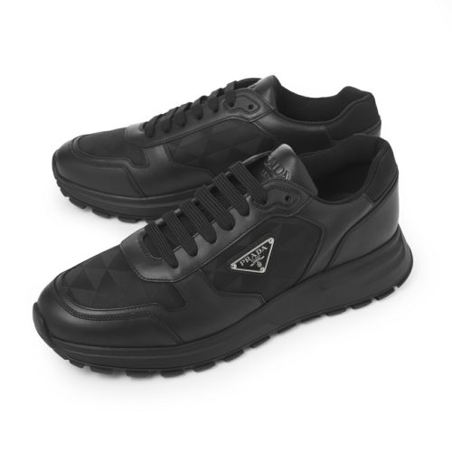 プラダ(PRADA) レザー×Re-Nylon ハイトップスニーカー