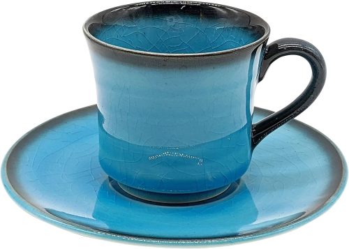 うつわ魯庵 美濃焼 東山窯 トルコブルー コーヒーカップ&ソーサー 551-0063