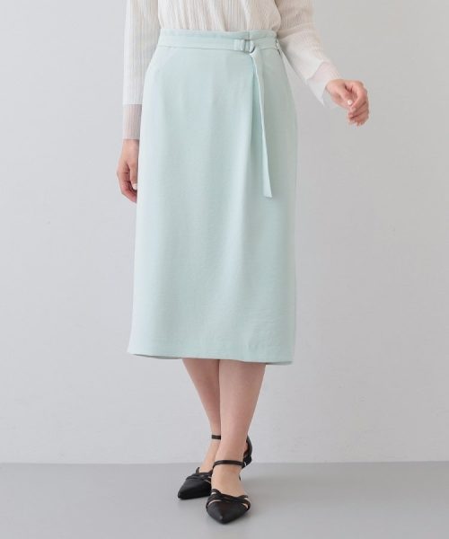 インディヴィ(INDIVI) ベルト付ストレートラインスカート