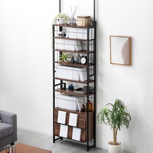 タンスのゲン 突っ張り式本棚ラック フラップ扉タイプ 8430003501 97223