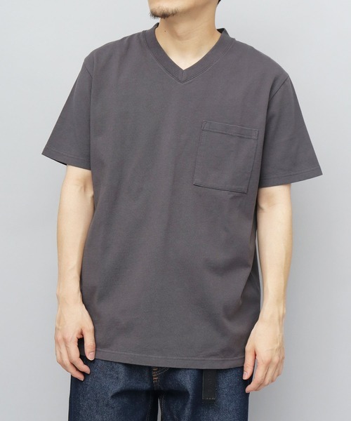 グッドウェア(GOOD WEAR) USAコットン無地ポケットVネックT