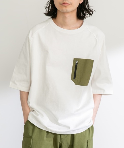 サニーレーベル(Sonny Label) ナイロンポケット切替ハーフスリーブTシャツ