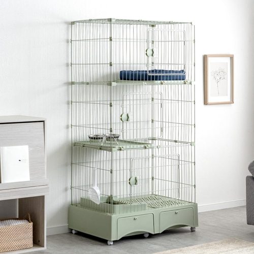 タンスのゲン トイレ付き キャットケージ 3段 52800019