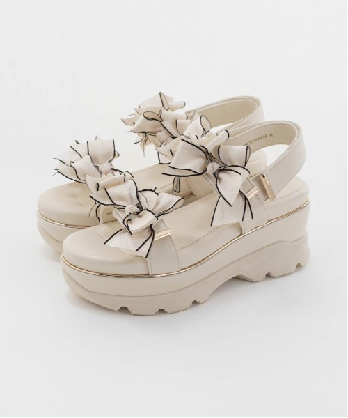 ランダ(RANDA) ミニリボン厚底スポ―ツサンダル