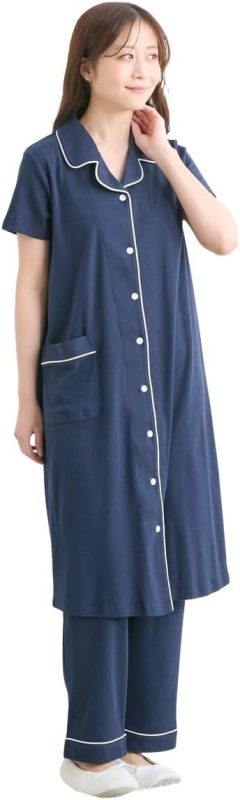 ニッセン カットソー素材で着心地ラクちん!前開き半袖パジャマ