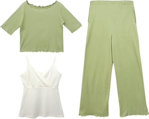 スウィートマミー(Sweet Mommy) 抗菌素材 テレコ5分袖パジャマ3点セット