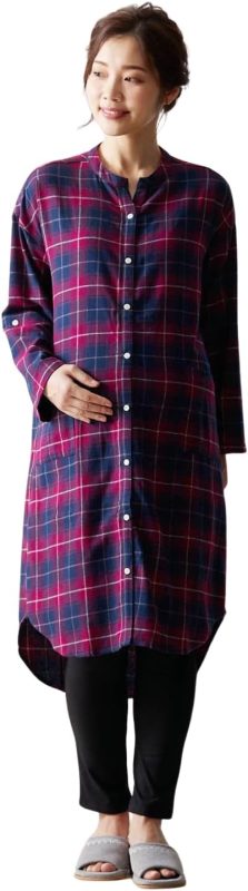 ベルメゾン(BELLE MAISON) マタニティサイズビエラ起毛長袖シャツワンピース&レギンスパジャマ