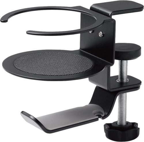 エレコム(ELECOM) ドリンクホルダー付き 机裏収納ヘッドホンスタンド HP-DSDSKD