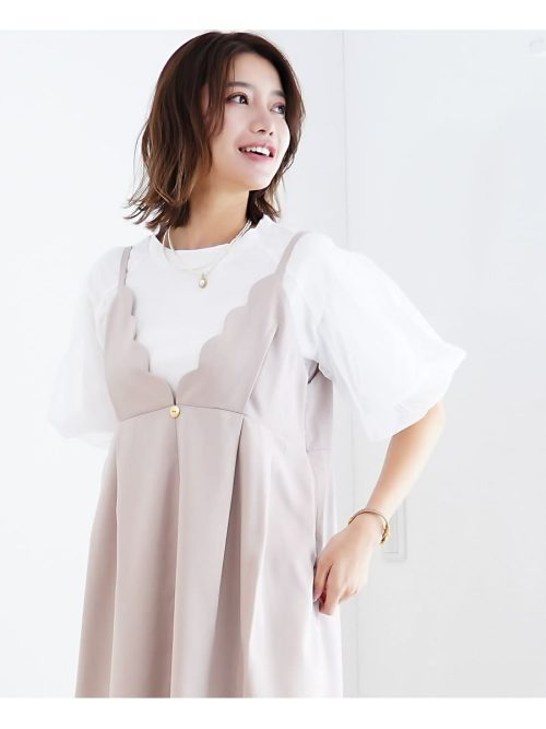 ミルクティ(Milk tea) マーゴ・チュールパフスリーブカットソー