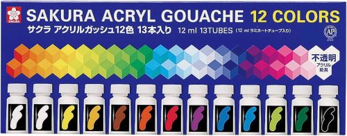 サクラクレパス アクリルガッシュ12色13本ラミネートチューブ入り AGW13
