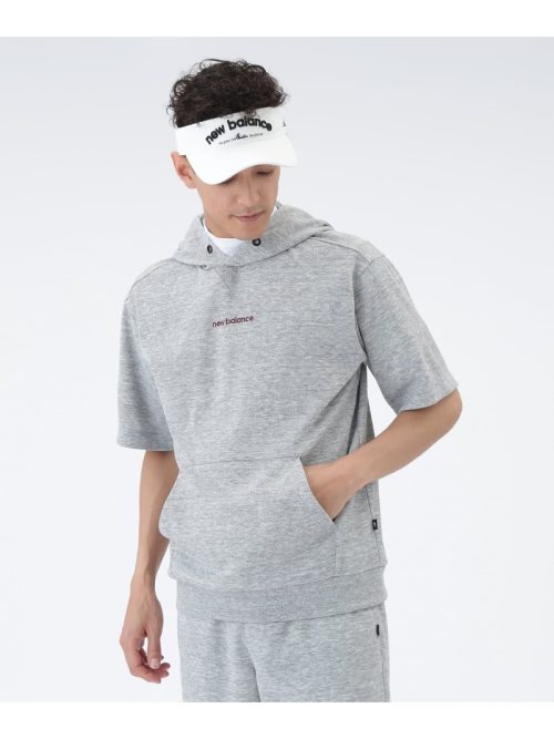 ニューバランス(new balance) 吸汗速乾性 抗ピル ストレッチ UV ハーフスリーブ スウェット プルオーバー フーディー