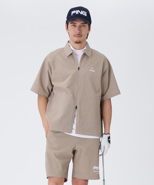 ピン(PING) 全方向ストレッチサッカー半袖フルジップシャツ 6215111301