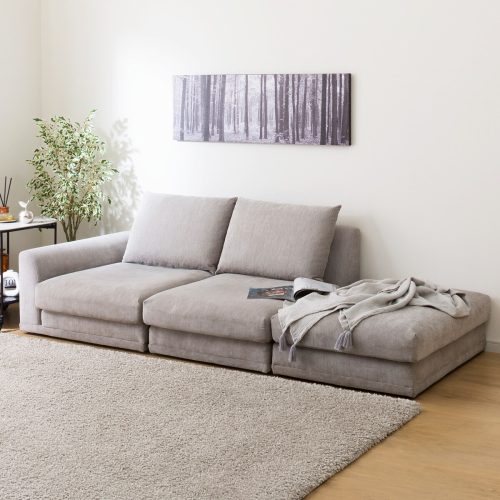 ニトリ(NITORI) 片肘3人掛け布張りローソファ HM04