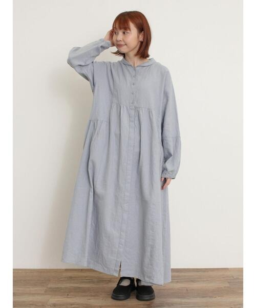 サマンサモスモス(Samansa Mos2) Cross×Linen ショールカラーワンピース