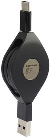 樫村 USB充電&同期ケーブル 強靭タイプ リール80cm A-C BK AJ-632