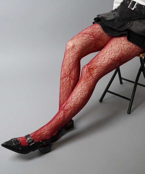 スピンズ(SPINNS) カラーレースタイツ 網タイツ