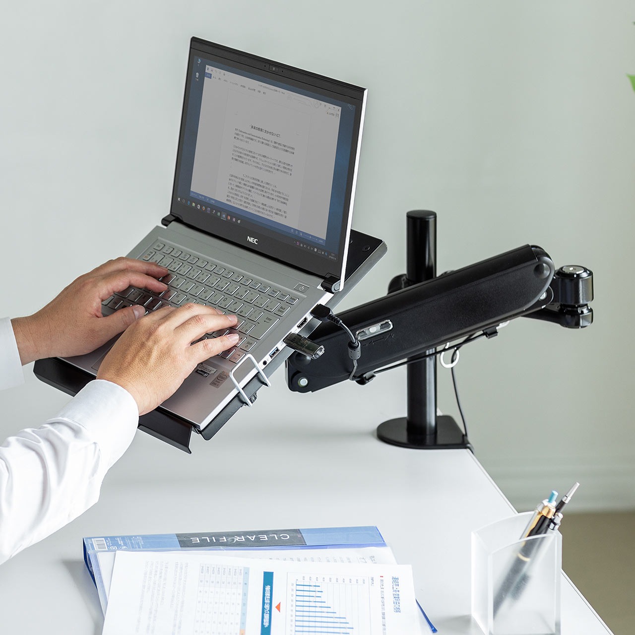 サンコー ノートパソコン＆サブモニター用ダブルアーム MARMGUS3360S サンコー ノートパソコン\u0026サブモニター用ダブルアーム 耐荷重各10kg