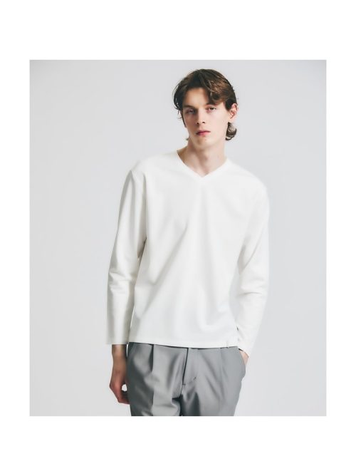 アバハウス(ABAHOUSE) Vネック ストレッチポンチTシャツ ロンT