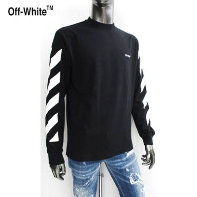 オフホワイト(Off-White) ラインロゴ 長袖Tシャツ