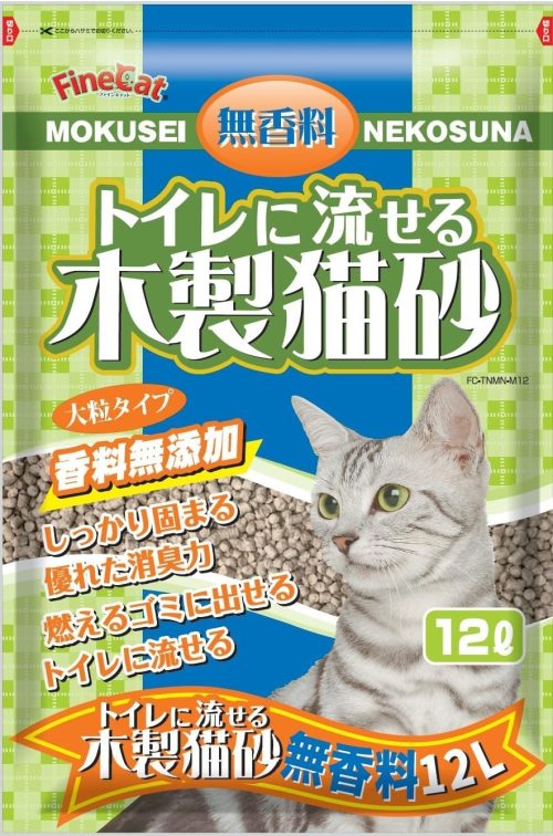 常陸化工 ファインキャット トイレに流せる木製猫砂 12L TN-MN12