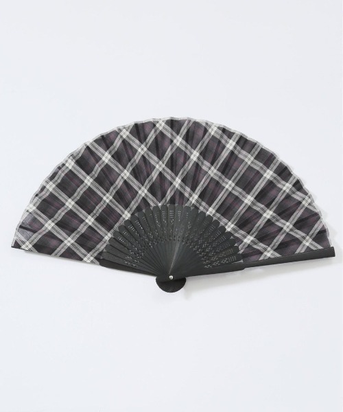 タカキュー(TAKA-Q) 扇子 チェック 扇子袋付き