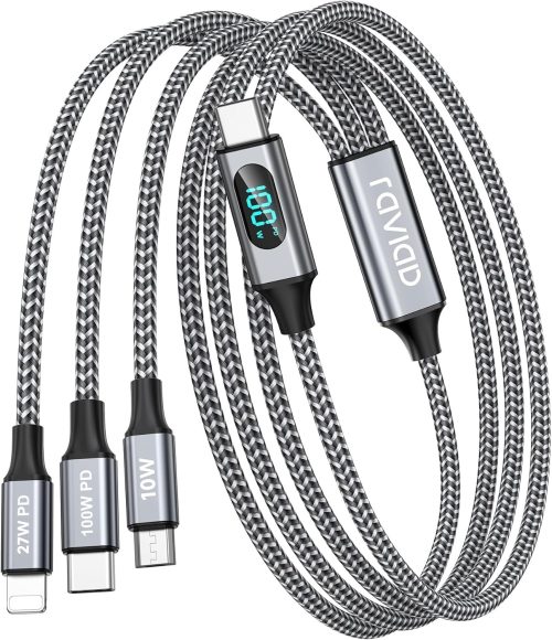 RAVIAD 100W 充電ケーブル 3in1 1.2Mマルチケーブル